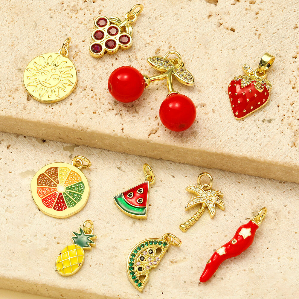 1 Piece Natural Fruits Stainless Steel Waterproof Gold Color Women's Pendants Picture6