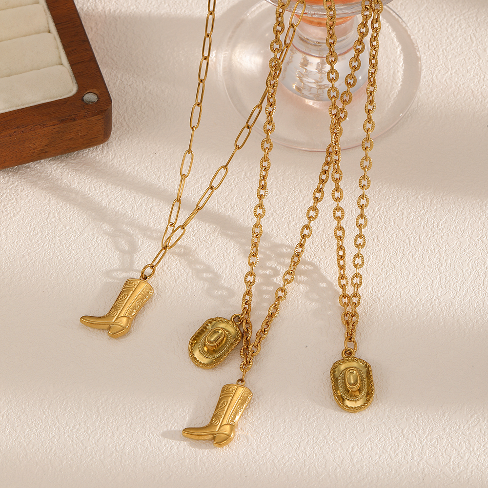 1 Piece Boot Stainless Steel Waterproof Gold Color Pendant Necklace Picture2