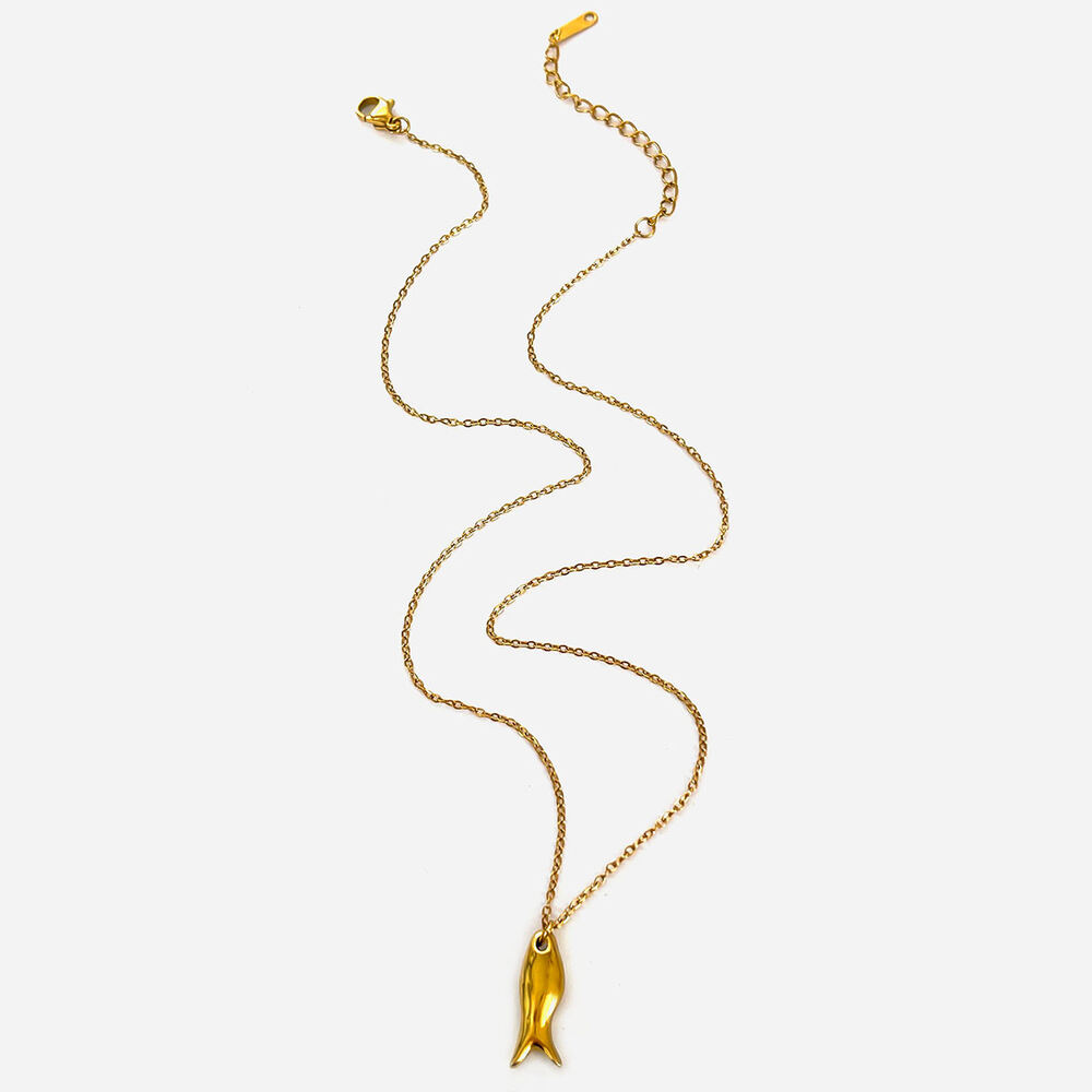 1 Piece Fish Stainless Steel Waterproof Gold Color Pendant Necklace