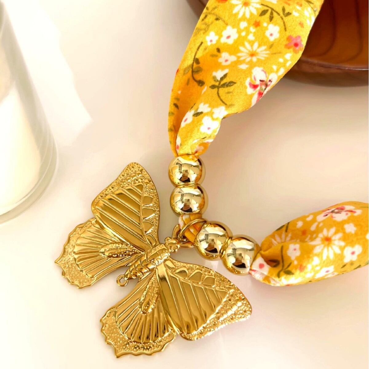 Collier pendentif papillon en acier inoxydable étanche couleur or (1 pièce) Image3