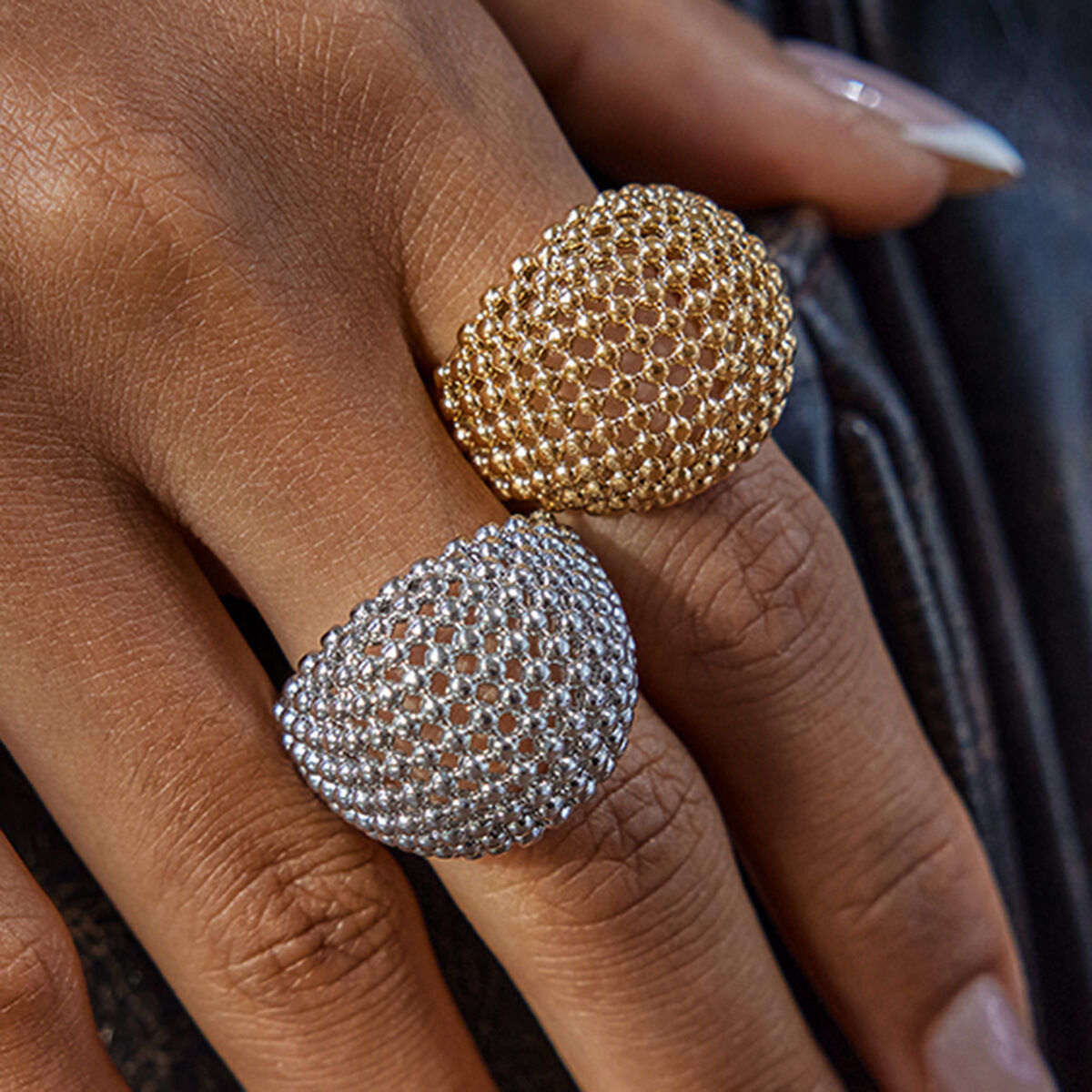 1 Piece Personality Geometric Stainless Steel Waterproof Gold Color Statement Rings