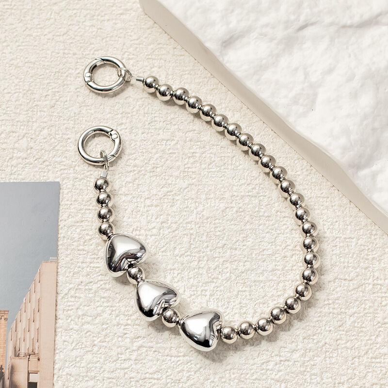 1 Piece Modern Series Silver Beads Aluminum Phone Strap Picture2