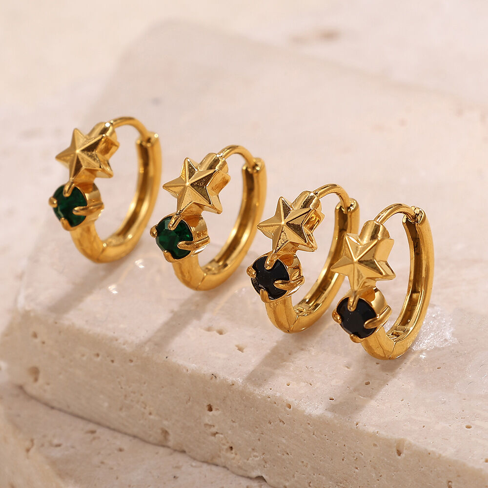 1 Pair Stainless Steel Waterproof Gold Color Hoop Earrings Picture3
