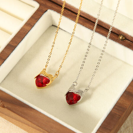 Luxurious Series Punk Heart Stainless Steel Waterproof Women's Pendant Necklaces