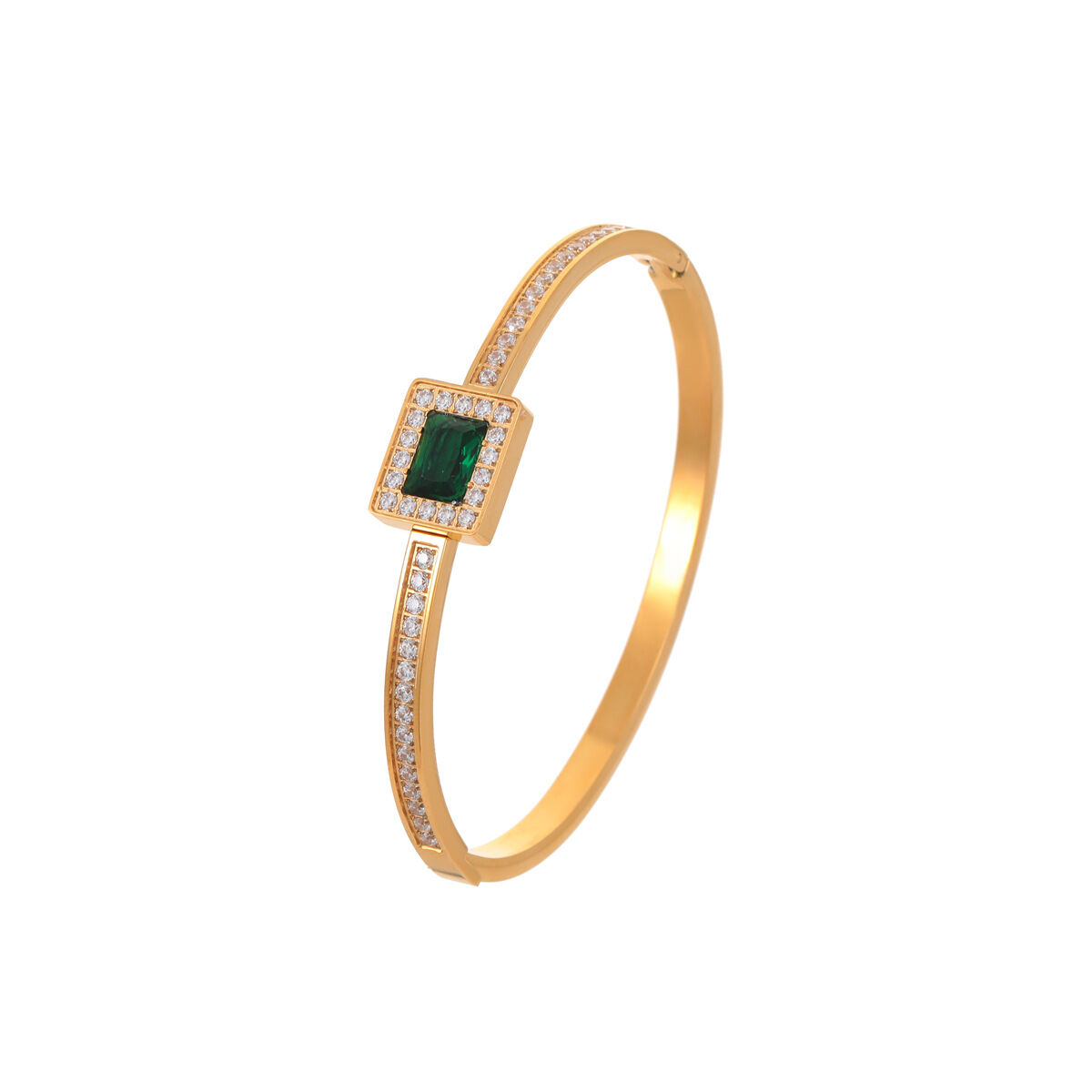 Luxurious Series Daily Geometric Stainless Steel Waterproof Gold Color Women's Cuff Bracelets h5 Picture5