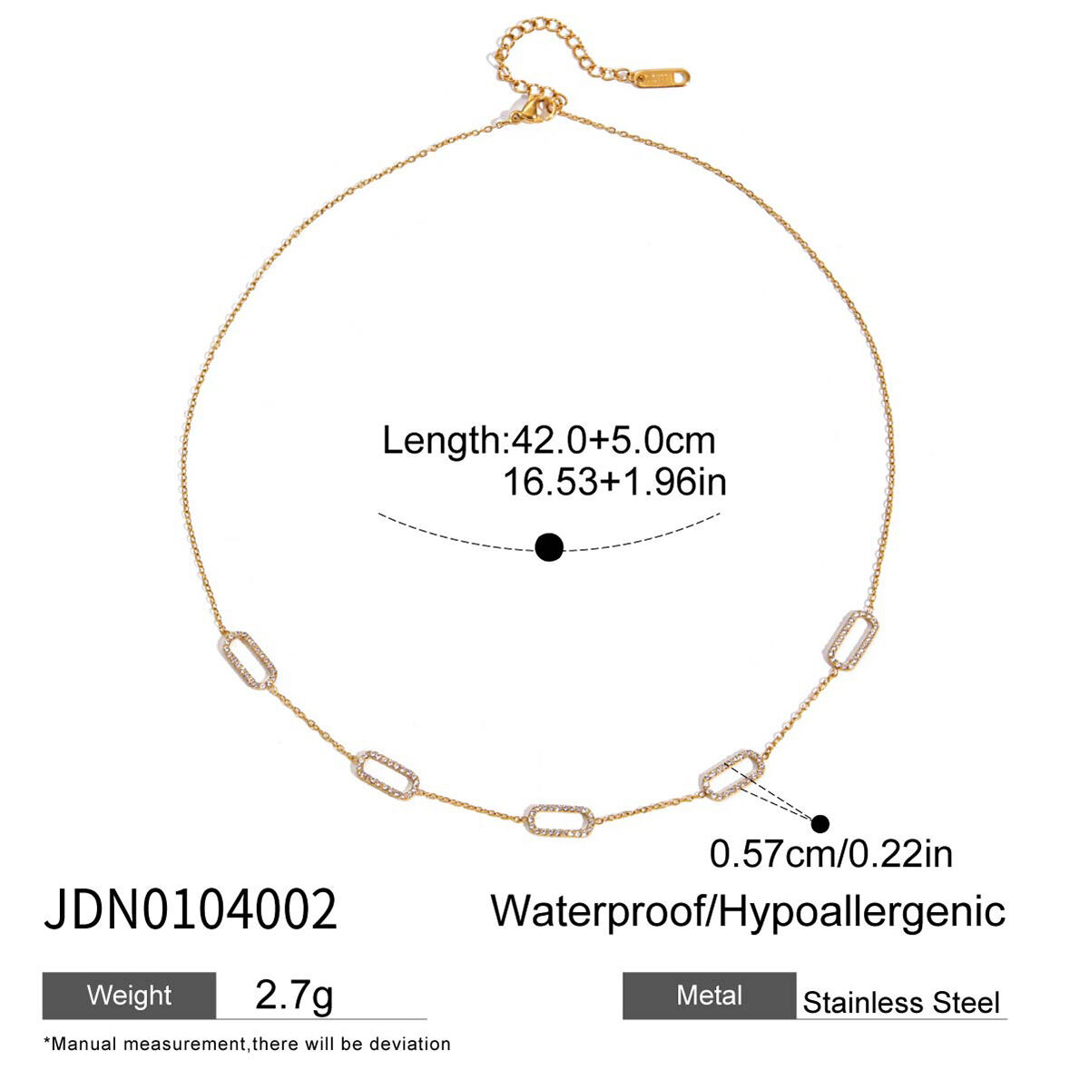 1 Piece Casual Geometric Stainless Steel Waterproof Gold Color Women's Chain Necklaces h5 
