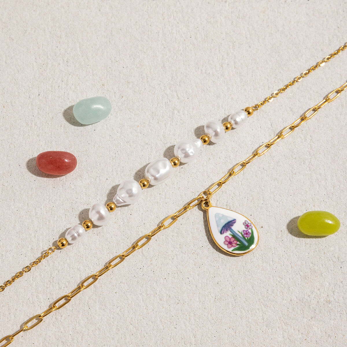 1 Piece Droplet Stainless Steel Waterproof Gold Color Women's Pendant Necklaces h5 Picture9