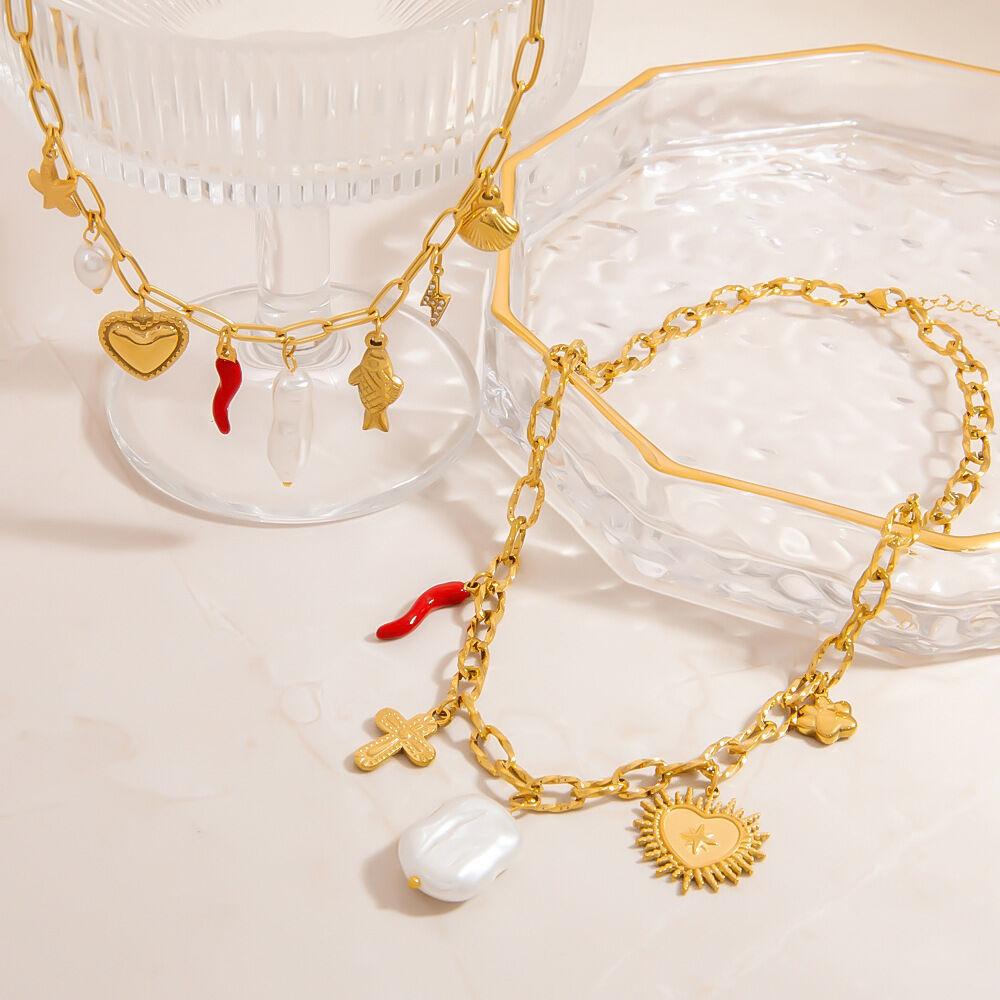 Collane con ciondolo da donna in acciaio inossidabile a forma di tartaruga bohémien, impermeabili, color oro h5Immagine2