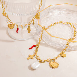 Collane con ciondolo da donna in acciaio inossidabile a forma di tartaruga bohémien, impermeabili, color oro h5 Immagine2