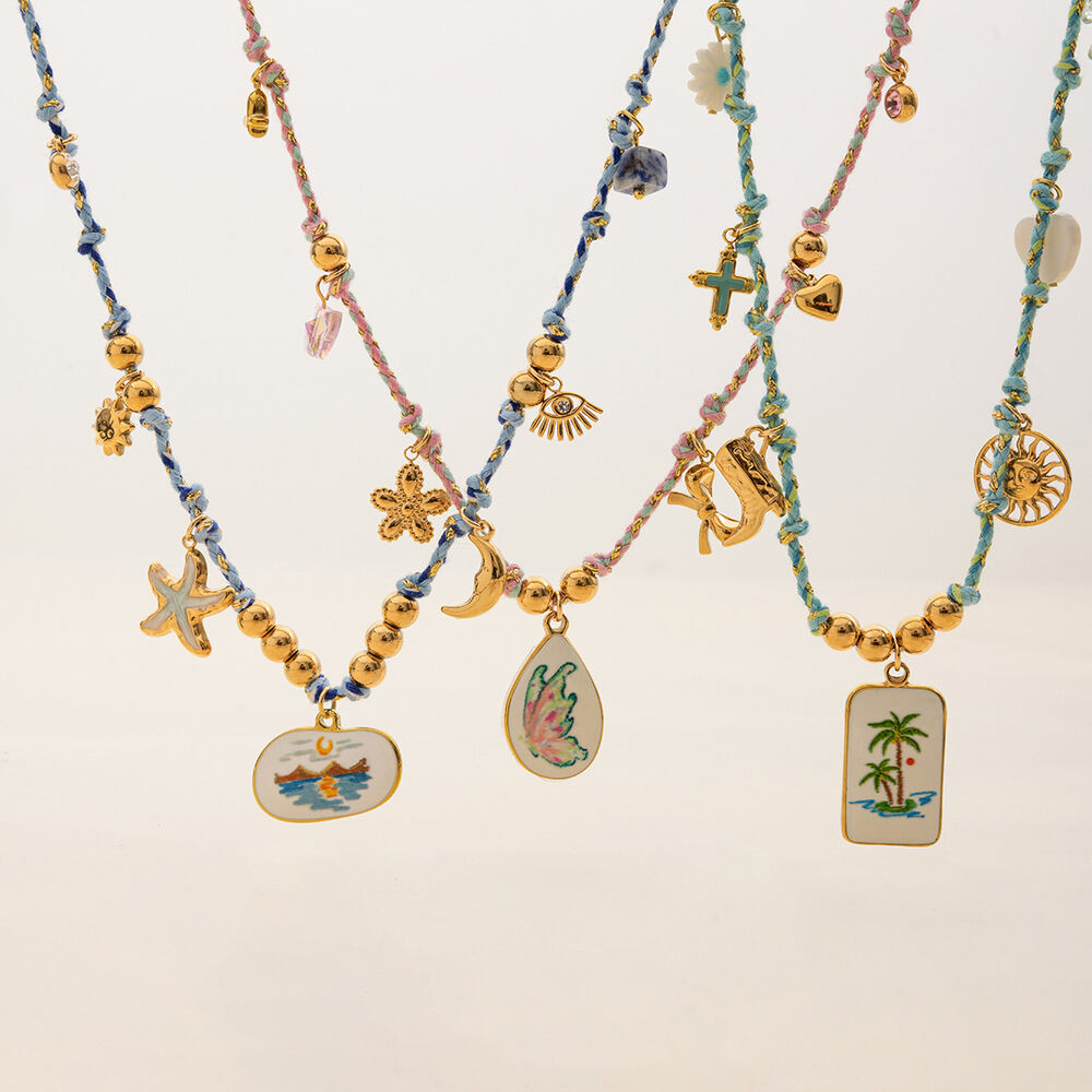 1 Piece Stylish Coconut Tree Stainless Steel Waterproof Gold Color Women's Braided Necklaces Picture5