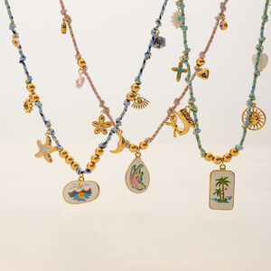 1 Piece Stylish Coconut Tree Stainless Steel Waterproof Gold Color Women's Braided Necklaces h5 Picture5