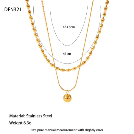1 Pair Simple Series Daily Geometric Stainless Steel Waterproof  Women's Layered Necklaces