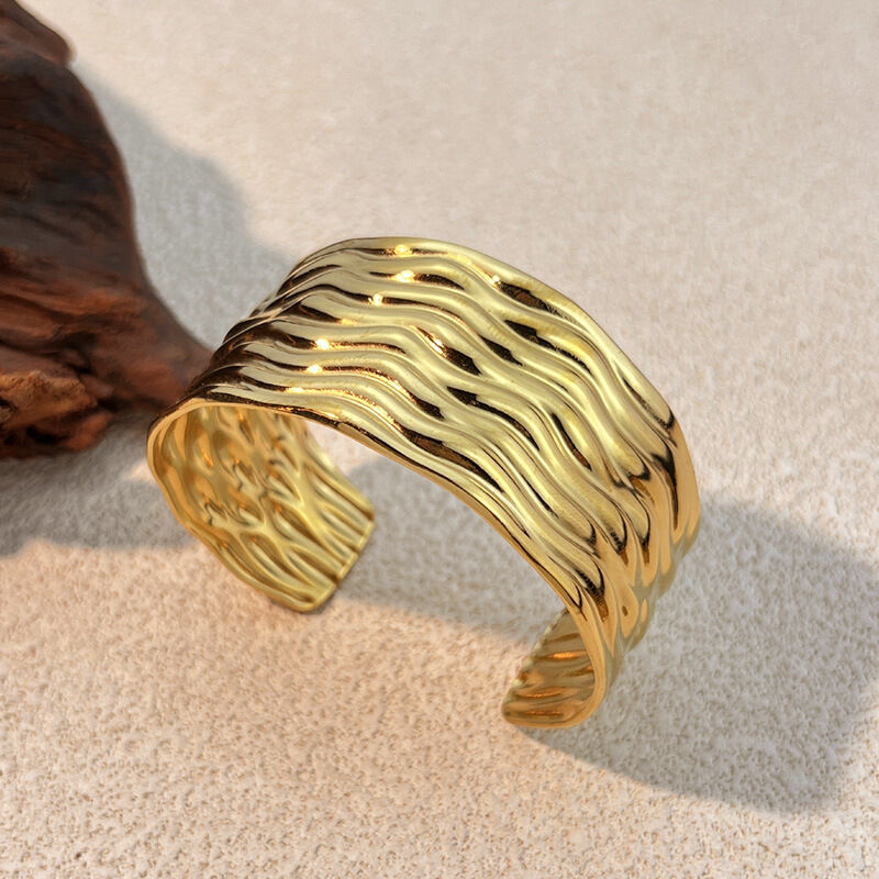 1 Piece Stainless Steel Waterproof Gold Color Cuff Bracelet