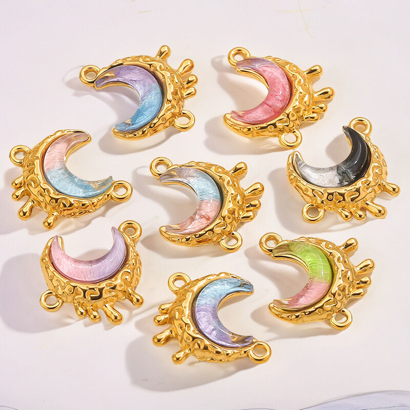 1 Piece DIY Moon Stainless Steel Waterproof Women's Pendants