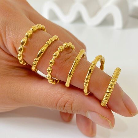 1 Piece Stainless Steel Waterproof Gold Color Minimalist Ring
