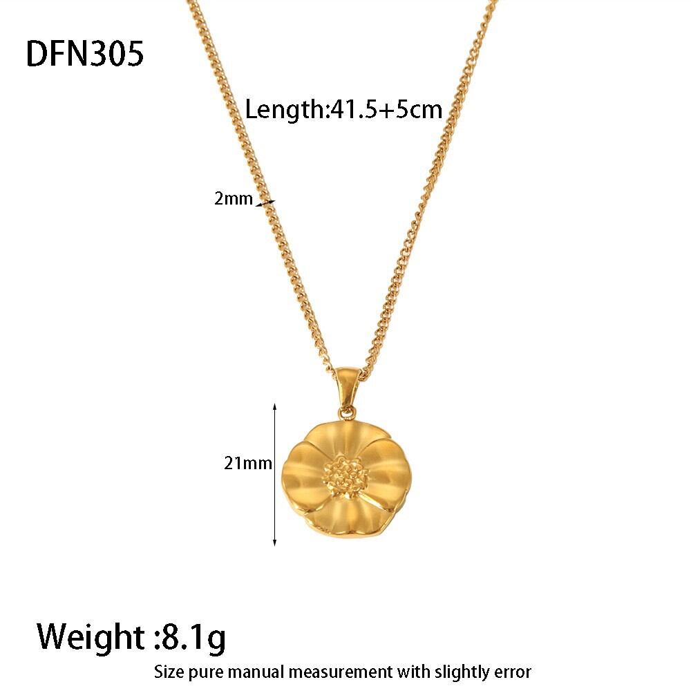 Daily Chain Stainless Steel Waterproof Gold Color Women's Pendant Necklaces