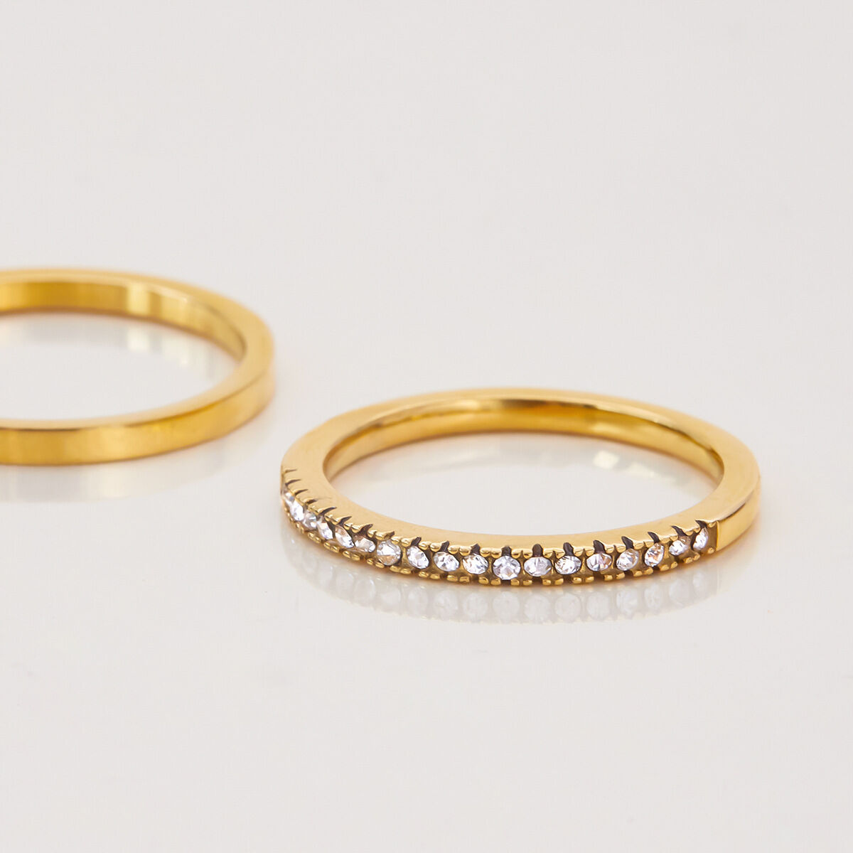 1 pezzo di anelli da donna in acciaio inossidabile geometrico di lusso, impermeabili, color oro Immagine8