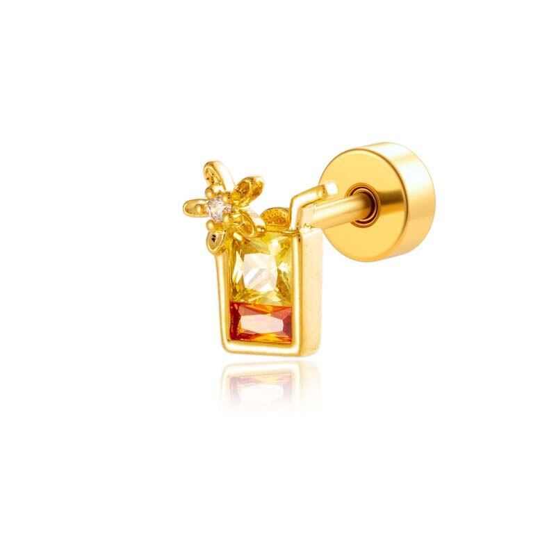 1 Piece Butterfly Copper Gold Color Zircon Piercings Earrings