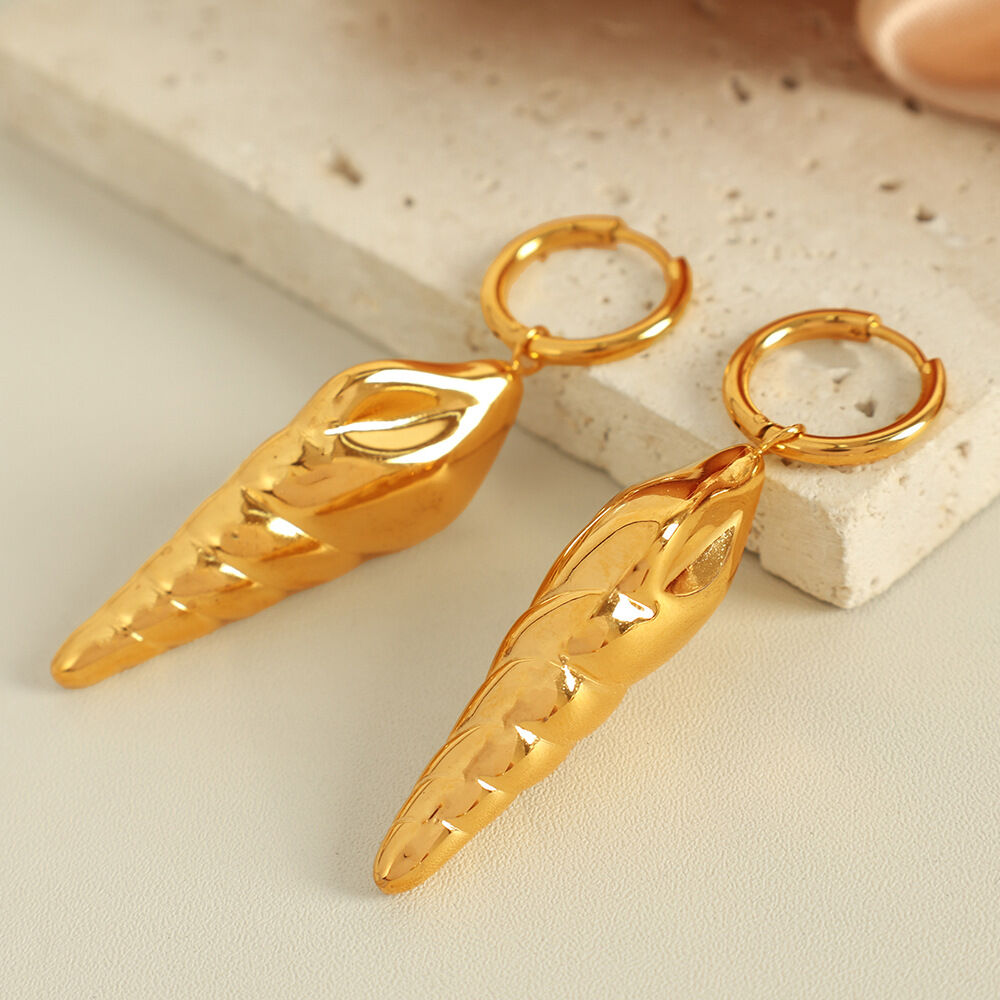 1 Pair Stainless Steel Waterproof Gold Color Drop Earrings 2