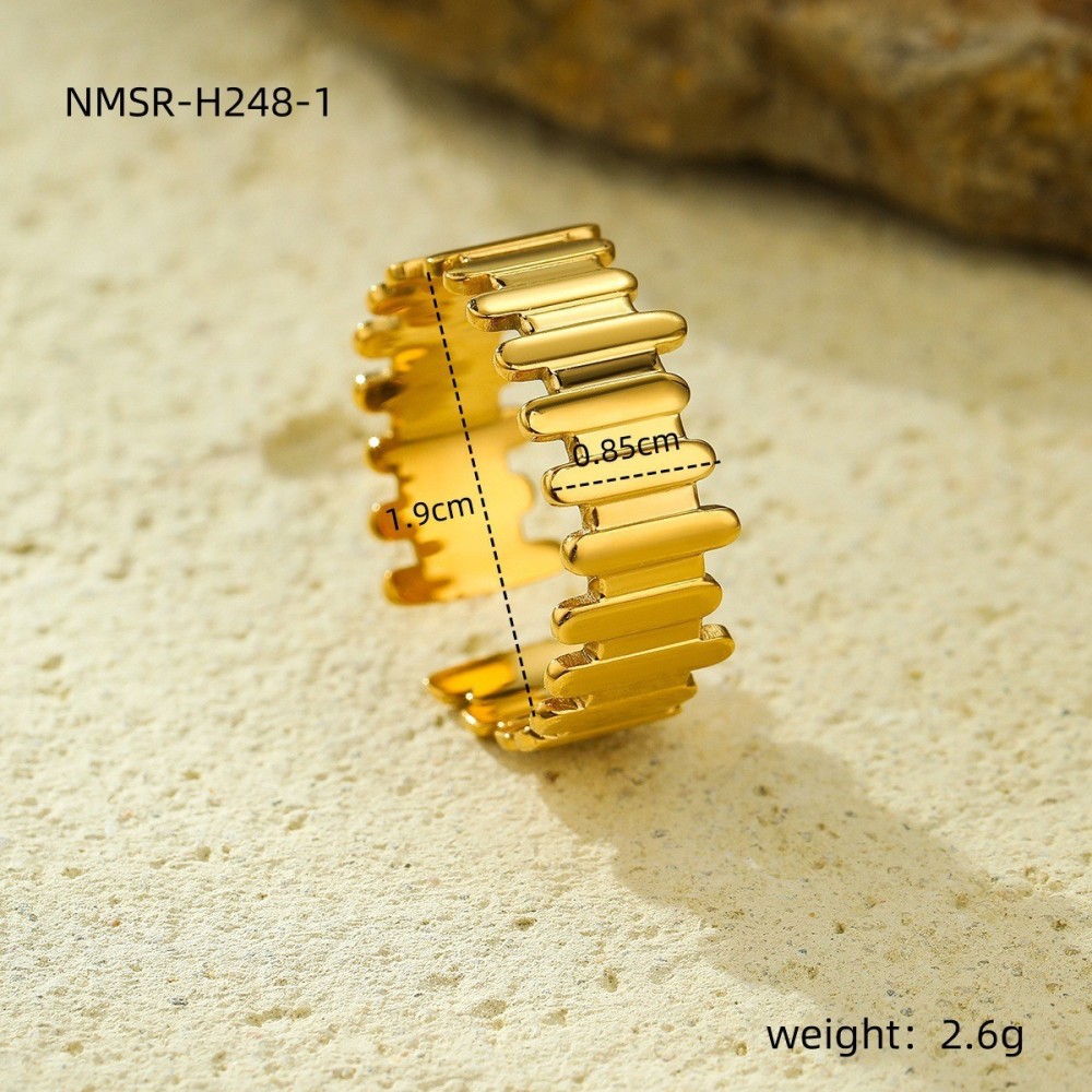 Simple Geometric Stainless Steel Waterproof Gold Color Women's Adjustable Rings Picture2