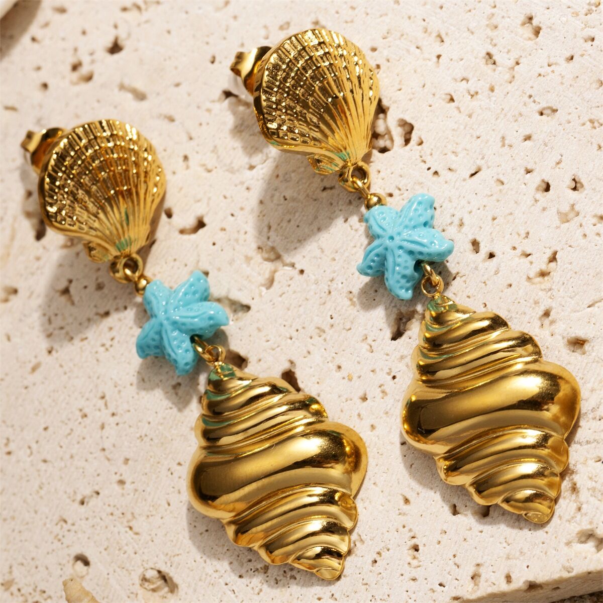 1 Pair Stainless Steel Waterproof Gold Color Drop Earrings h5 Picture3