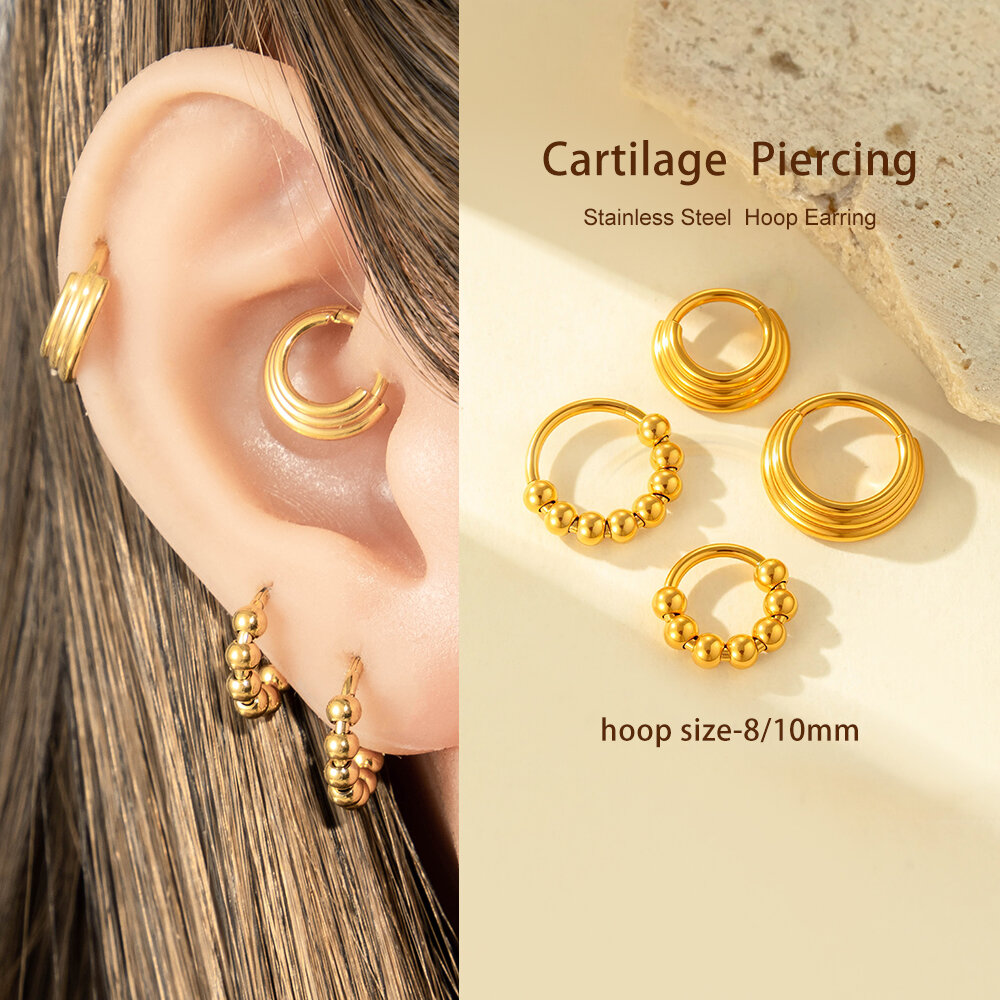 1 Piece Stainless Steel Waterproof Gold Color Piercings Earring h5 Picture4
