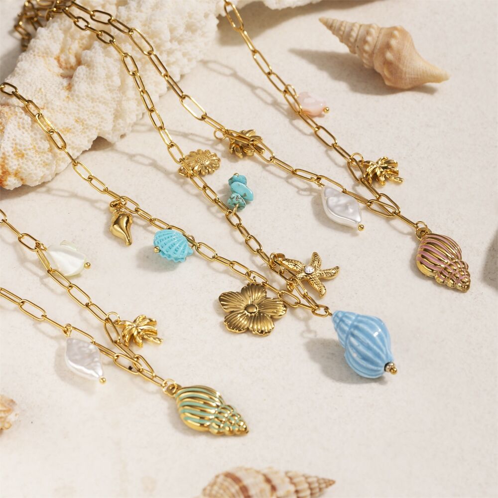 1 Piece Oceanic Stainless Steel Waterproof Gold Color Pendant Necklaces Picture3
