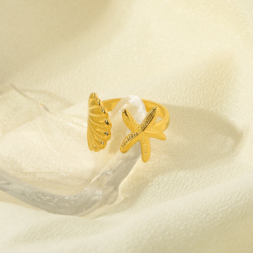 Anillos ajustables de acero inoxidable resistentes al agua para mujer con diseño de tortuga de vacaciones de la serie romántica h5 Imagen3