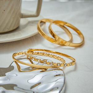 1 Piece Luxurious Series Elegant Butterfly Stainless Steel Waterproof Gold Color Women's Bangles h5 Picture5
