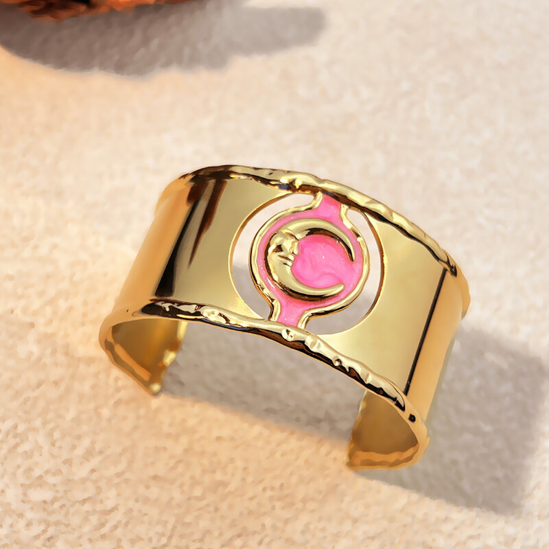 1 Piece Moon Stainless Steel Waterproof Gold Color Bangle h5Picture4
