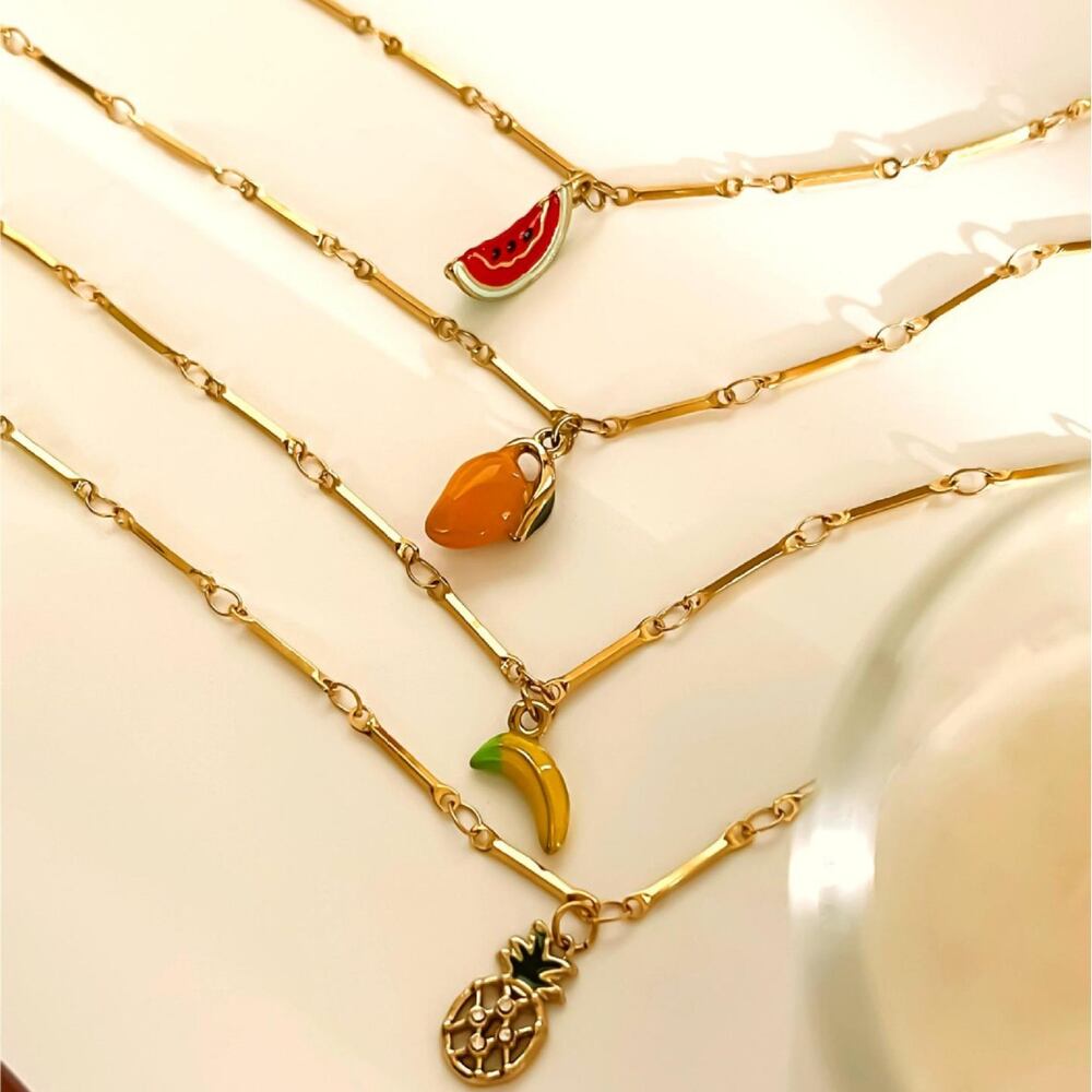 1 Piece Fruit Stainless Steel Waterproof Gold Color Pendant Necklace h5Picture4
