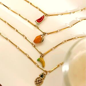 1 Piece Fruit Stainless Steel Waterproof Gold Color Pendant Necklace h5 Picture4