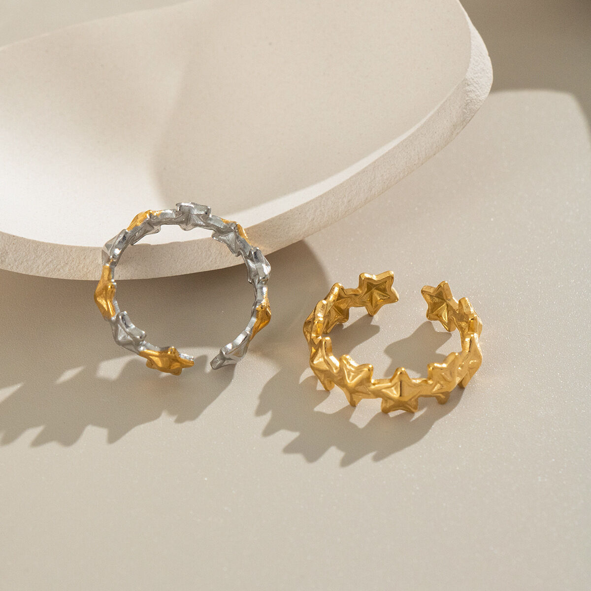 1 Piece Simple Star Stainless Steel Waterproof Gold Color Minimalist Ring Picture2