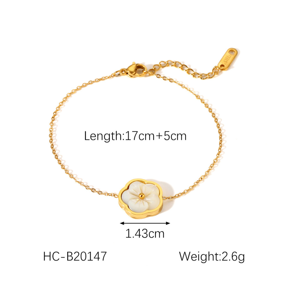 Daily Clover Stainless Steel Waterproof Gold Color Shell Women's Chain Bracelets h5Picture2