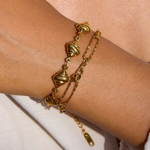 1 Stück Einfaches Croissant-Armband aus Edelstahl, wasserdicht, goldfarben, für Damen h5 Bild3