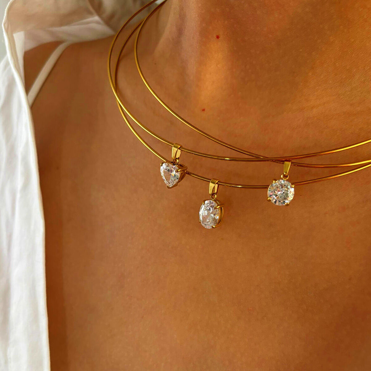 1 Piece Simple Stainless Steel Waterproof Gold Color Pendant Necklace 2