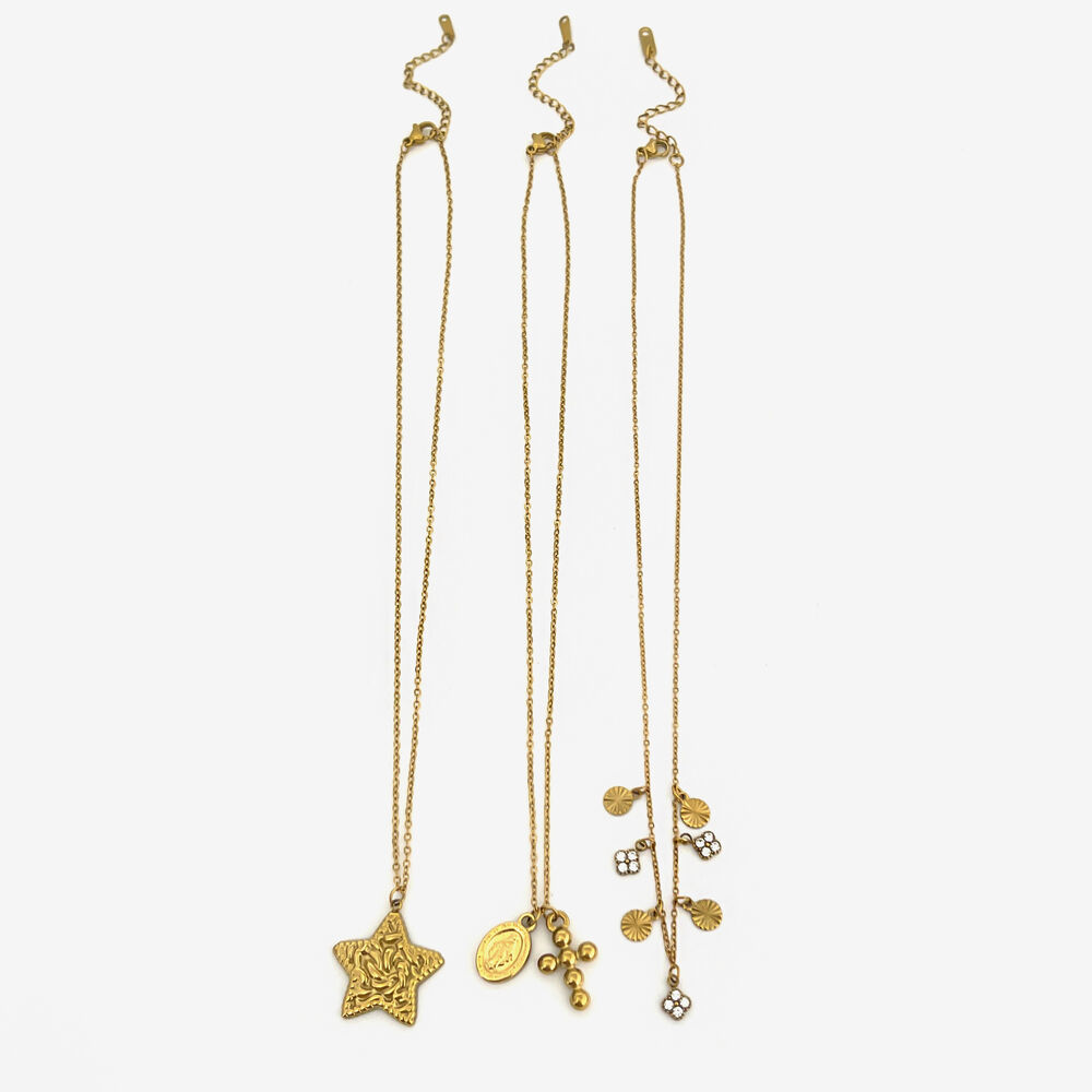 Collana con ciondolo a croce in acciaio inossidabile impermeabile color oro da 1 pezzo h5Immagine6
