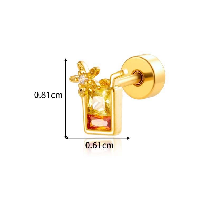 1 Piece Butterfly Copper Gold Color Zircon Piercings Earrings h5 Picture2