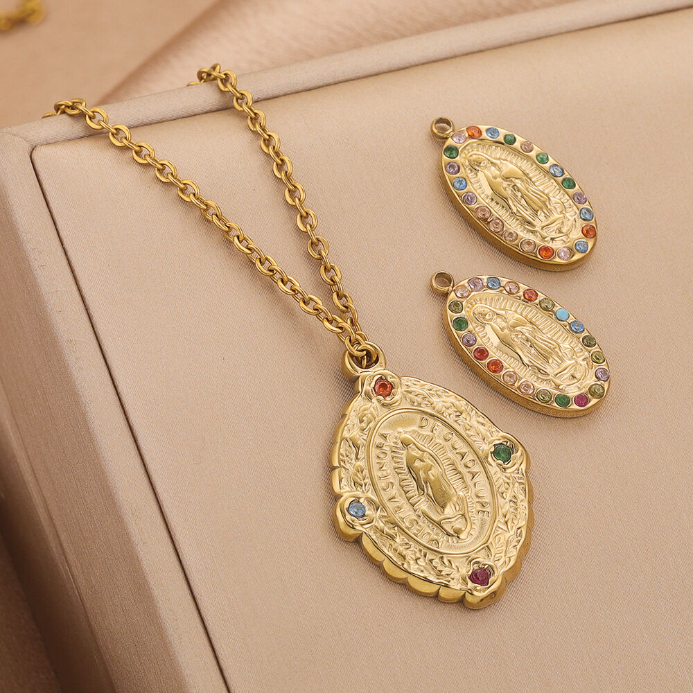 1 pezzo fai da te Madonna in acciaio inossidabile impermeabile color oro per donna h5 Immagine3