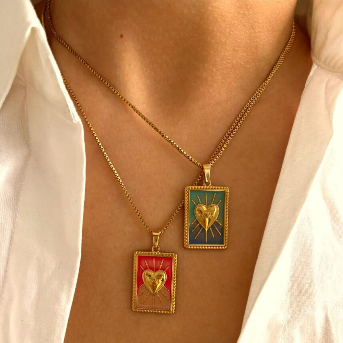 1 Stück Herz-Tarot-Anhänger aus wasserdichtem Edelstahl