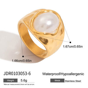 1 Piece Retro Geometric Stainless Steel Waterproof Gold Color Statement Rings h5