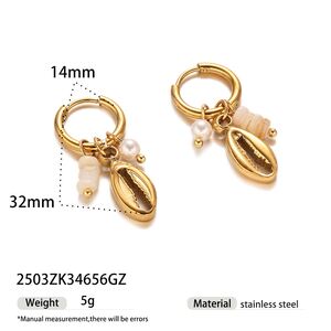 1 Pair Oceanic Stainless Steel Waterproof Gold Color DIY Drop Earrings h5 Picture2