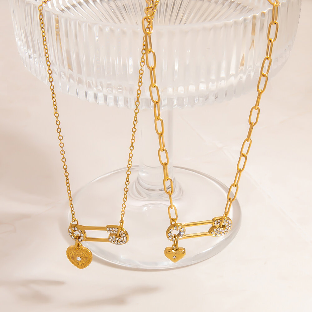 1 Piece Heart Stainless Steel Waterproof Gold Color Pendant Necklace