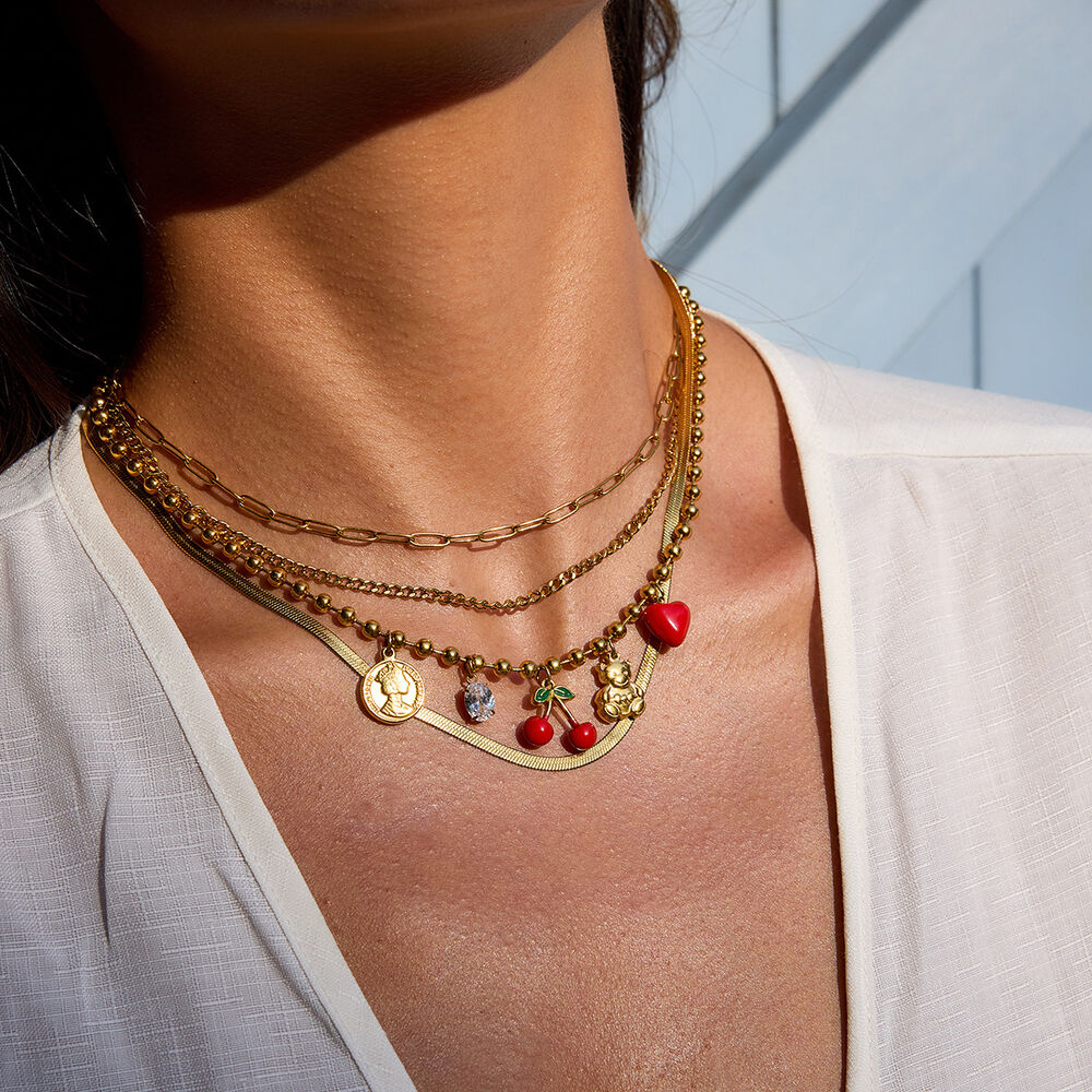 1 Piece Natural Cherry Stainless Steel Waterproof Gold Color Women's Pendant Necklaces Picture4