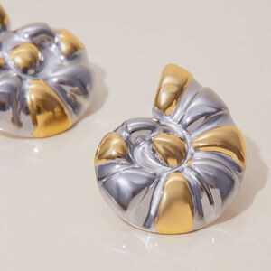 1 Pair Fashionable Shell Stainless Steel Waterproof Gold Color Women's Stud Earrings h5 Picture8
