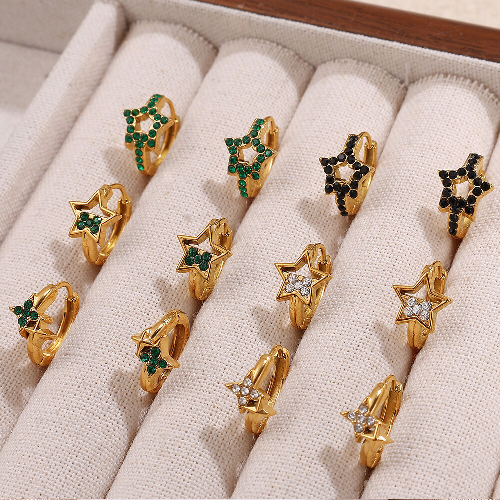 Stainless Steel Waterproof Gold Color Hoop Earrings Picture3