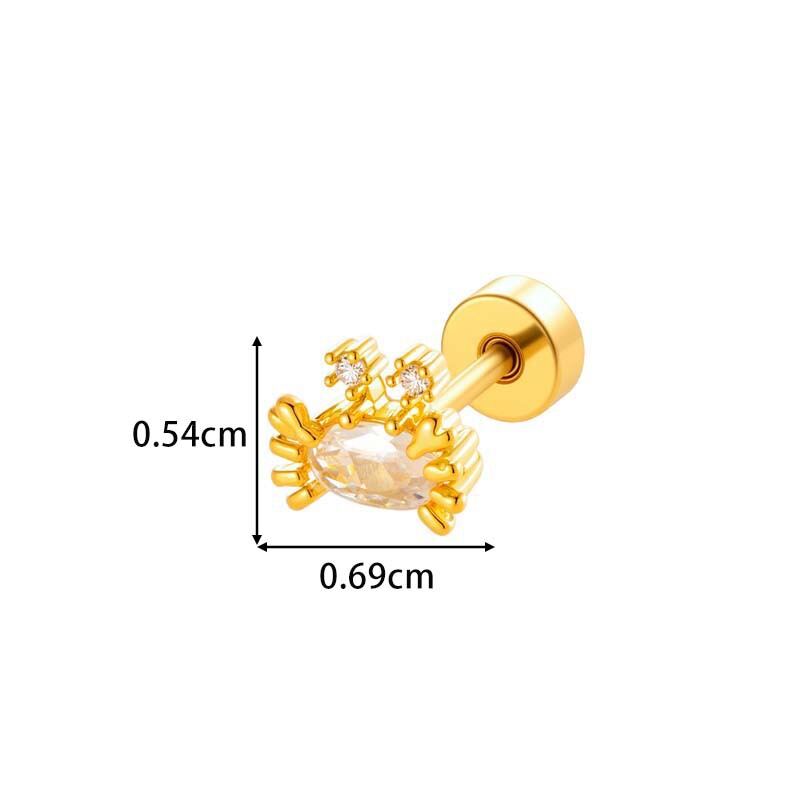 1 Piece Oceanic Copper Gold Color Zircon Piercings Earrings h5 Picture2
