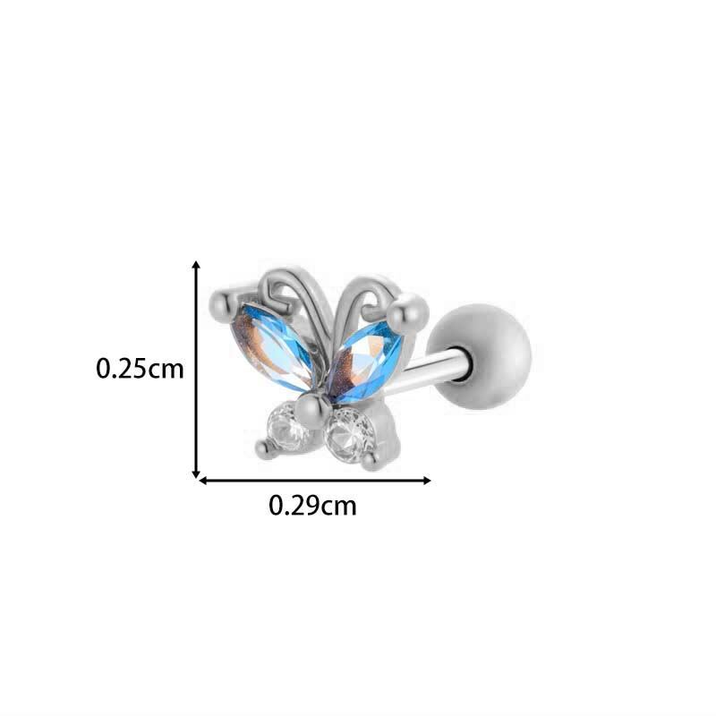1 Piece Delicate Butterfly Copper Gold Color Zircon Women's Piercings Earrings Picture2