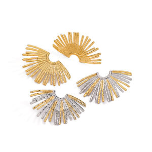 1 paire de boucles d'oreilles puces Daily Sun pour femmes, en acier inoxydable étanche, couleur or. h5 Image8