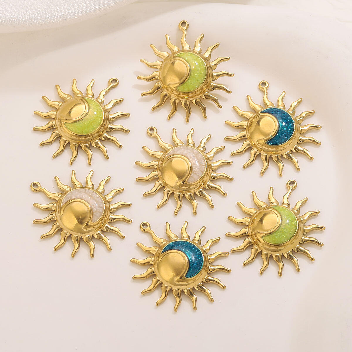 1 Piece Classic DIY Sun Stainless Steel Waterproof Gold Color Women's Pendants h5 Picture4